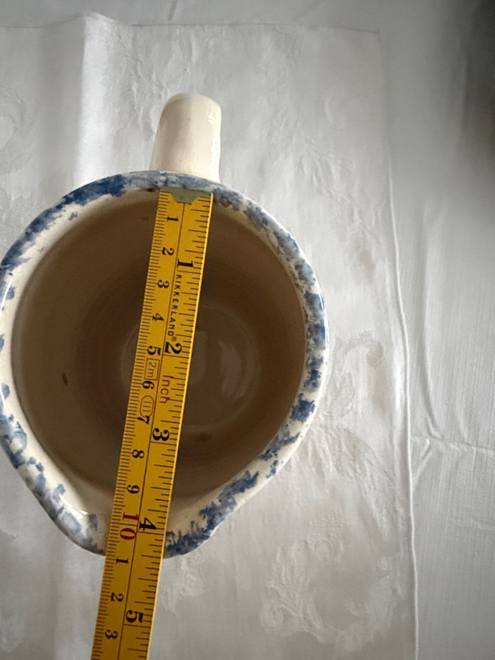 Cow Creek Pottery Pitcher, Hand-Made & Painted Bluebonnets, Vintage, 6.5” x 4.5” - Picture 9 of 10
